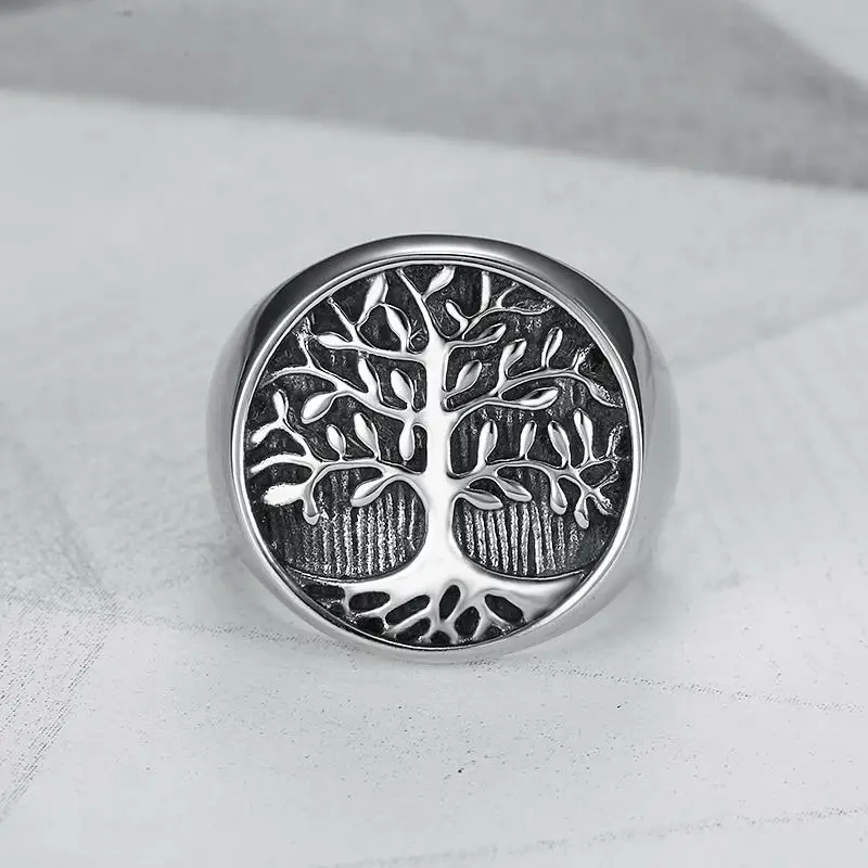 Lucky Tree Life, мужское кольцо, печатка, серебряное, титановое, нержавеющая сталь, мужские кольца, свадебные, в стиле панк, рок, Хип, байкер, группа для женщин, DAR282