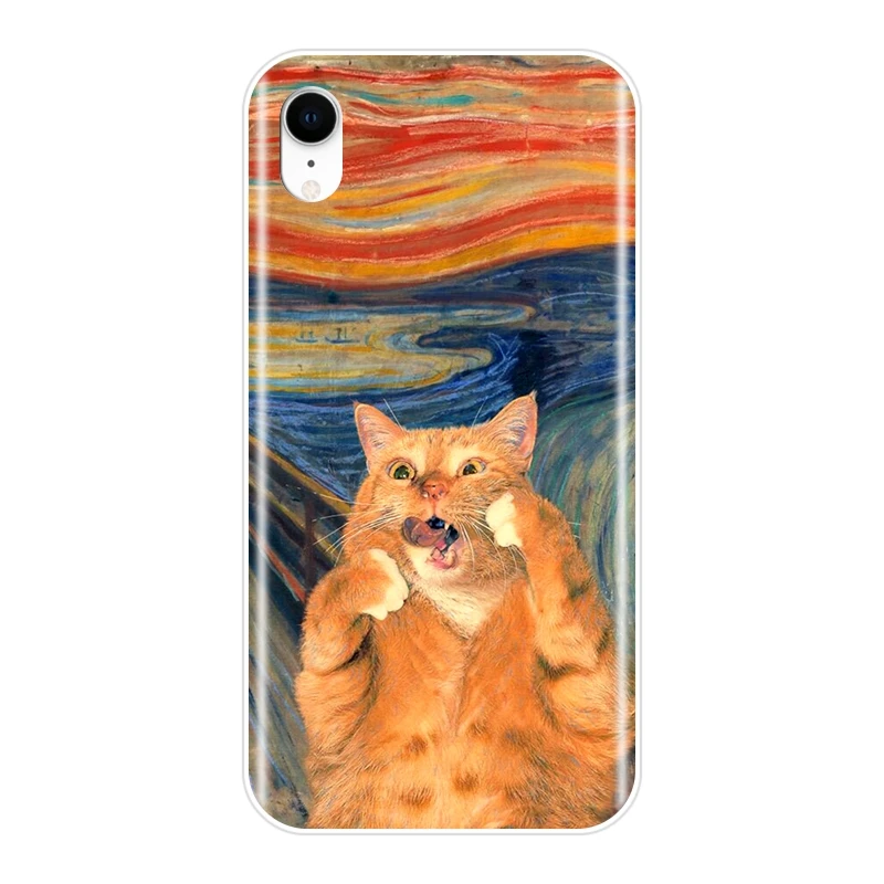 Забавный чехол для телефона с рисунком кота Моны Лизы для Apple iPhone 6 S 6 S 7 8 X XR XS Max, Мягкая силиконовая задняя крышка для iPhone 6 S 6 S 7 8 Plus