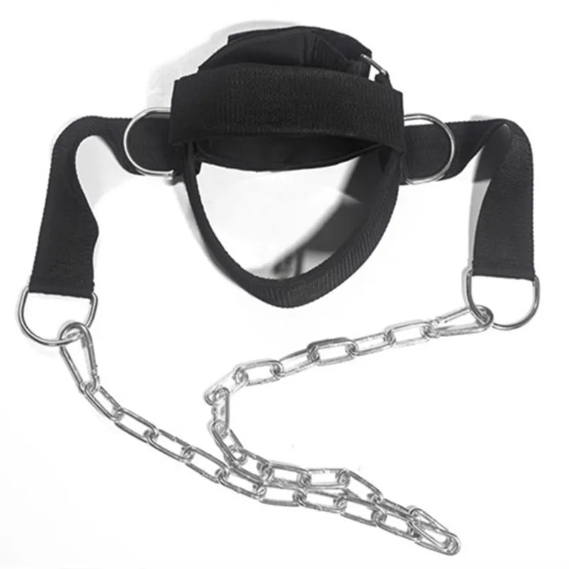 Gym Head Harness Adjustable Neck Strength Training Belt with D-Rings Chain for Weight Lifting Fitness Strap Workout Equipments