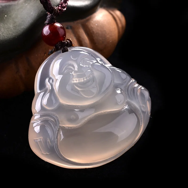 Высококачественный уникальный агат Будда резной счастливый Амулет подвеска