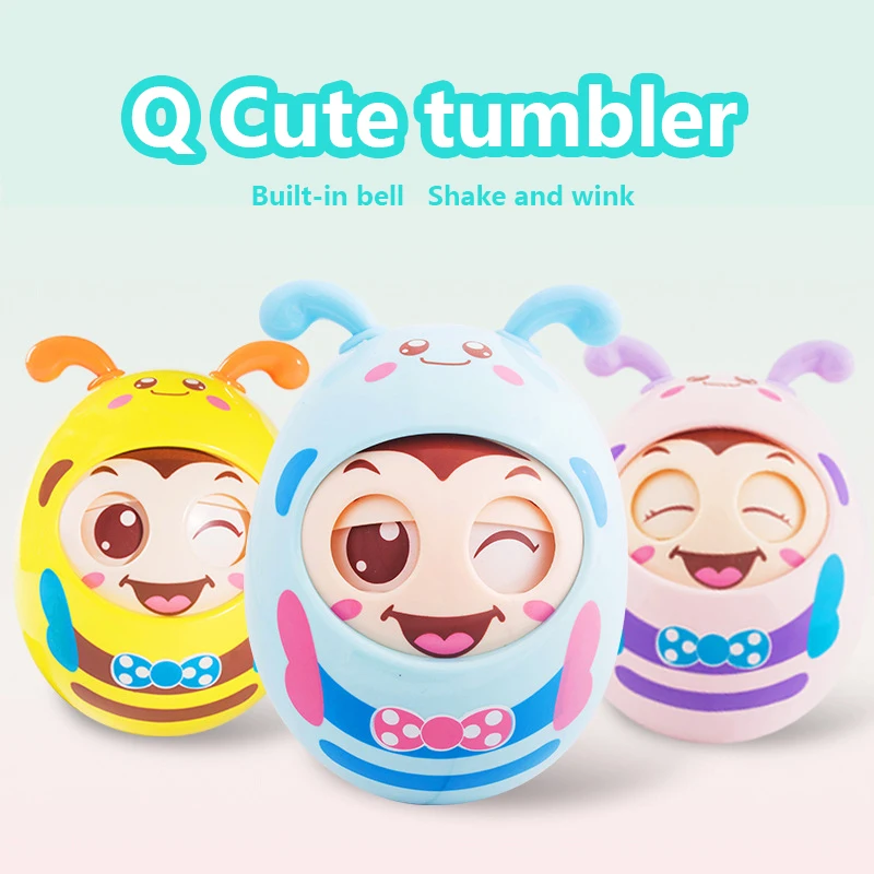 

Tumbler Baby Teether Soft Ear Molars Built-In Bells Soothe Early Education Blinking Hands Hand-Operated Bee Toys