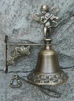 antique cast copper angel welcome dinner bell wall mount home door decor bell garden metal windchimes cabin lodge house ornament