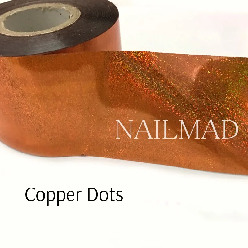 Copper Dots 1 рулон 120 м* 4 см Лазерная Радужная переводная Фольга для ногтей голографические точки песок Фольга для ногтей бумага дизайн ногтей Наклейка Маникюр украшение - Цвет: Copper Dots