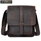 Кожаная Мужская винтажная Повседневная сумка-мессенджер Crazy Horse, модная ранец через плечо для школы и колледжа, сумка для книг формата А4, 5867