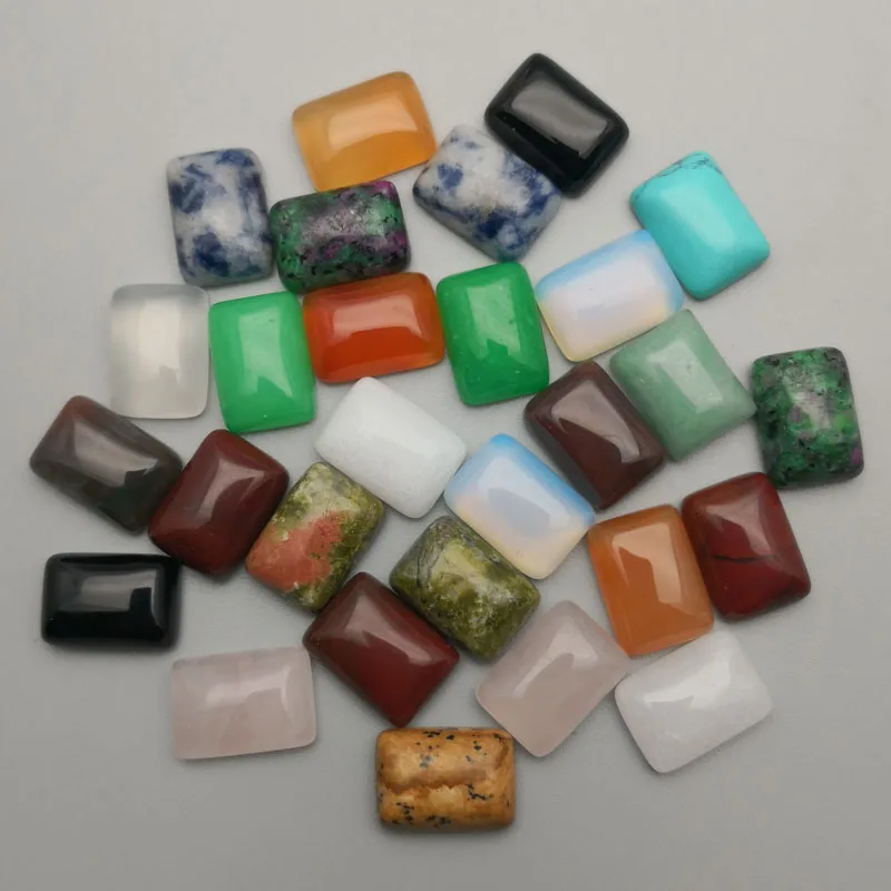 50 шт./лот смешанный квадратный кабошон с натуральным камнем 10x14 мм|cabochon beads|stone
