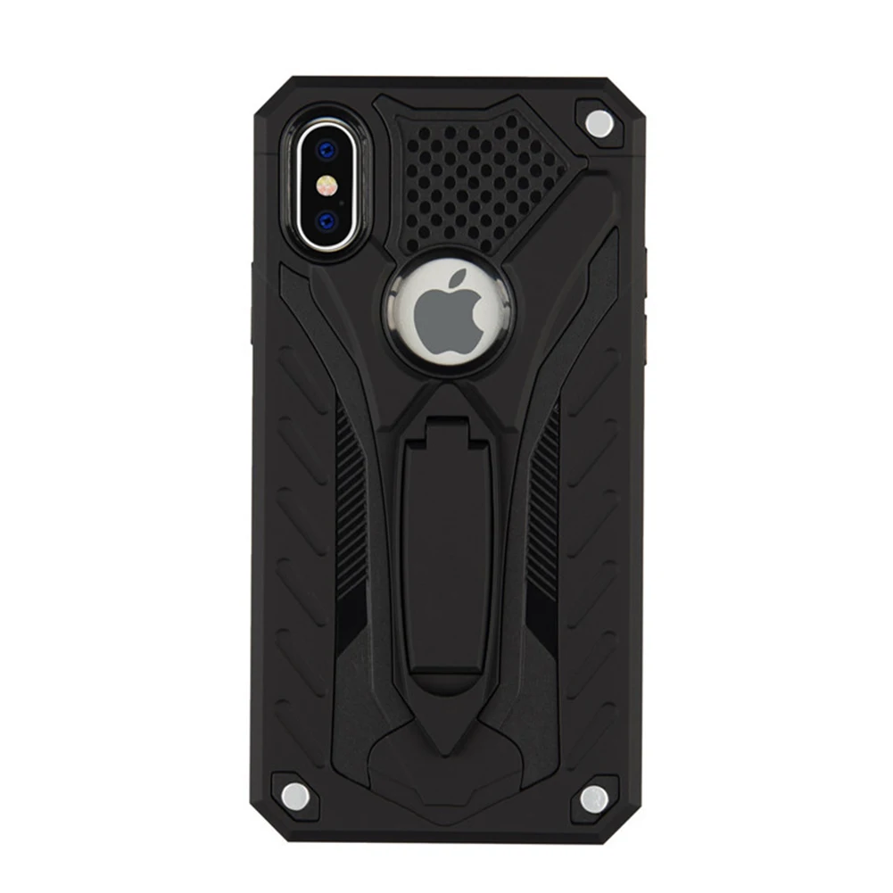 Armor Case Holder For iPhone XS MAX XR X 8 7 Plus Shockproof Full Protective Cove Invisible Bracket Stand for Funda |
