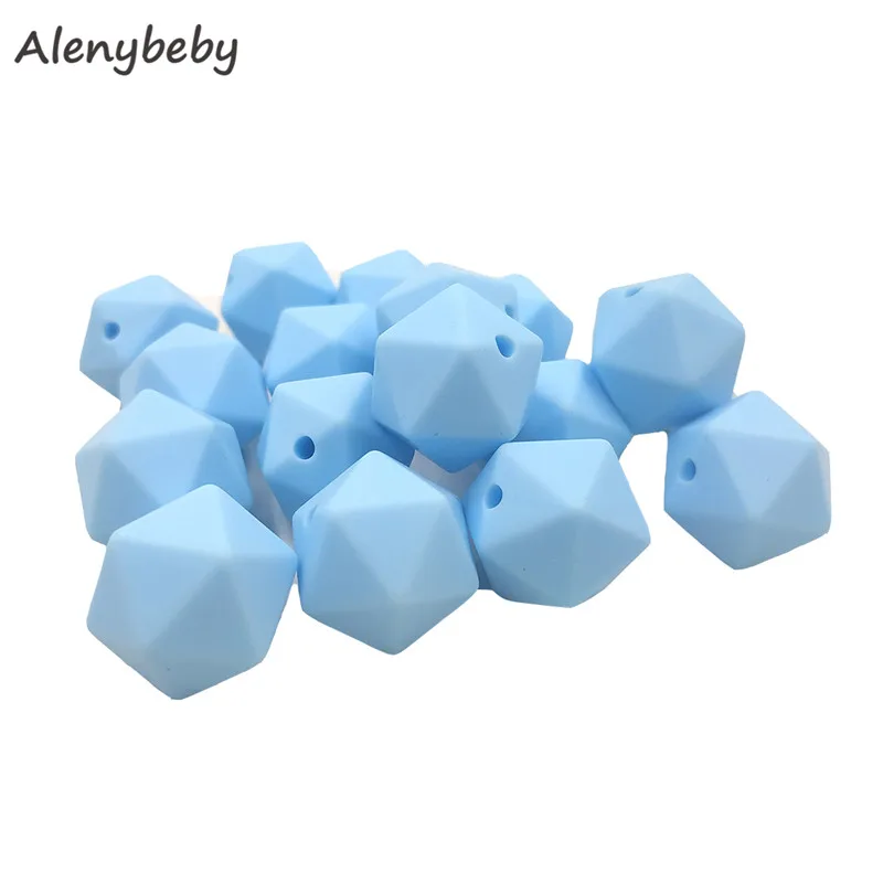 50pc 17mm Silicone Teether Beads Safe Icosahedron Shaped Candy Mix Color Teething Silicone Bead Toy BPA Free DIY Necklace Making