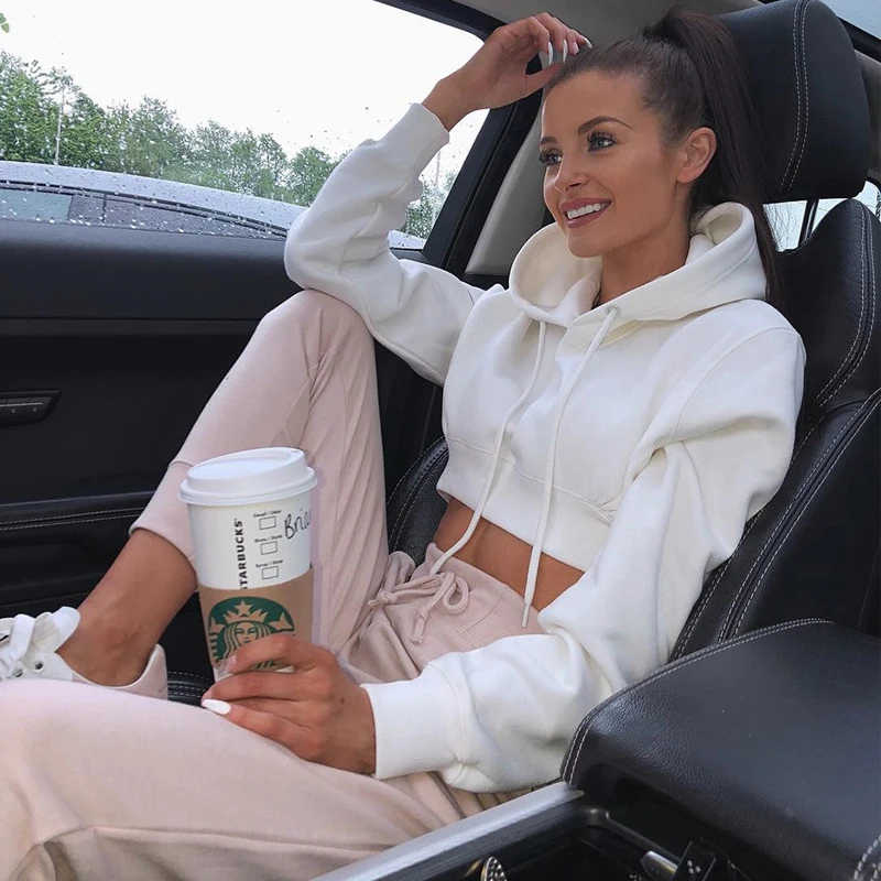 Hoodies Sweatshirt Women Harajuku Streetwear Crop Top Hoodie Fall 2018 Autumn Clothes Female Cotton Sweatshirts Женская одежда