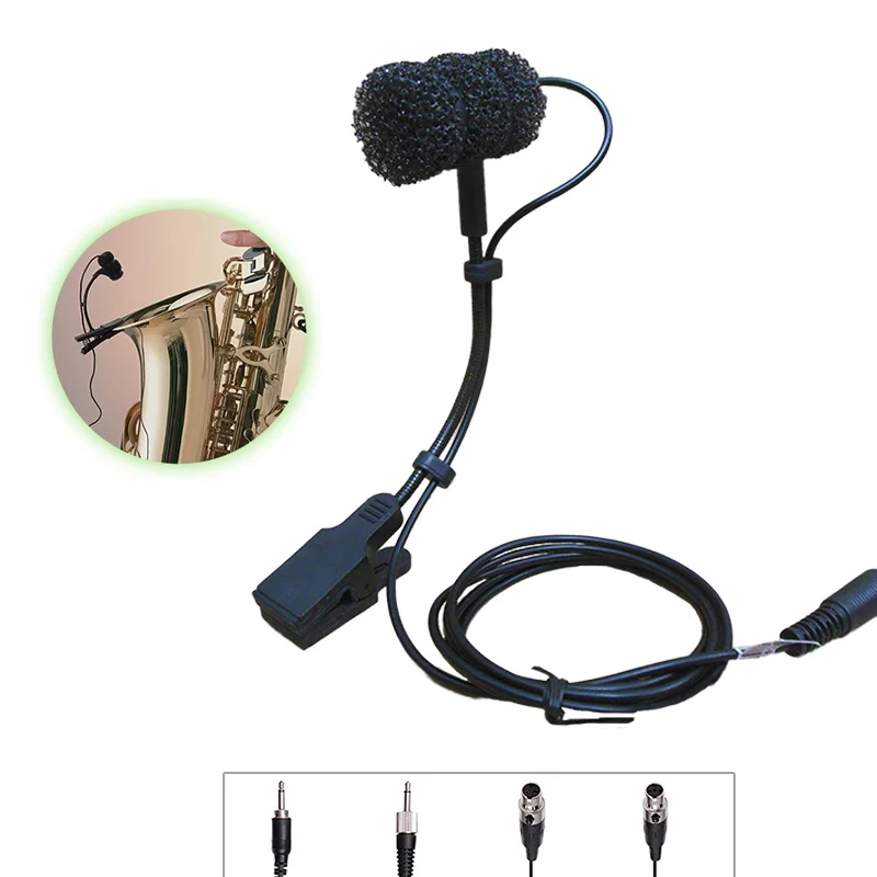 

4 kinds plug Condenser Wired stage saxophone microphone professional trumpet sax gooseneck musical instrument mic