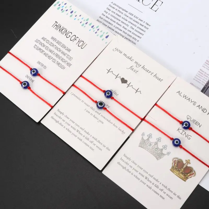 Wish Card синий злой глаз браслеты для влюбленных Каббалы амулет в виде глаза удача ювелирные изделия