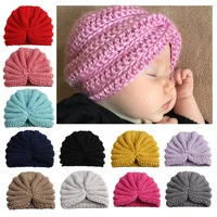 2019 newborn baby muts winter hat boy girl knitted turban pom hat winter warm beanie headwear cap baby photo props hot sale