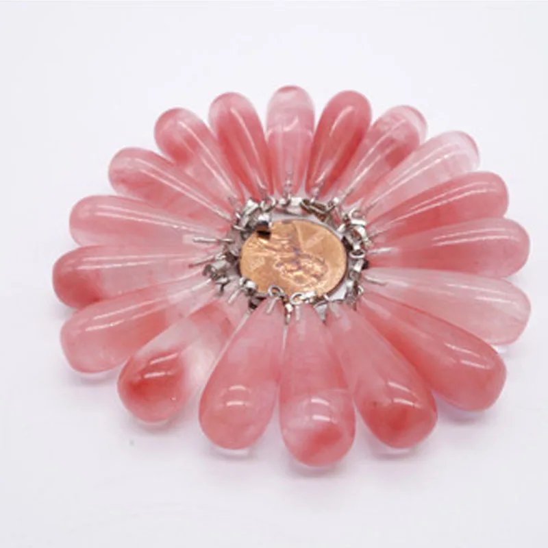 50pcs wholesale suspension natural gem stone watermelon crystal pillar long point water drop Charms Necklaces pendant making | Украшения и