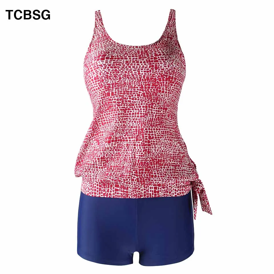 TCBSG Sexy Women Swimsuit Plus Size Swimwear Tankini Strappy Push Up Print Bottom Bathing Suits Solid Swim Wear | Спорт и