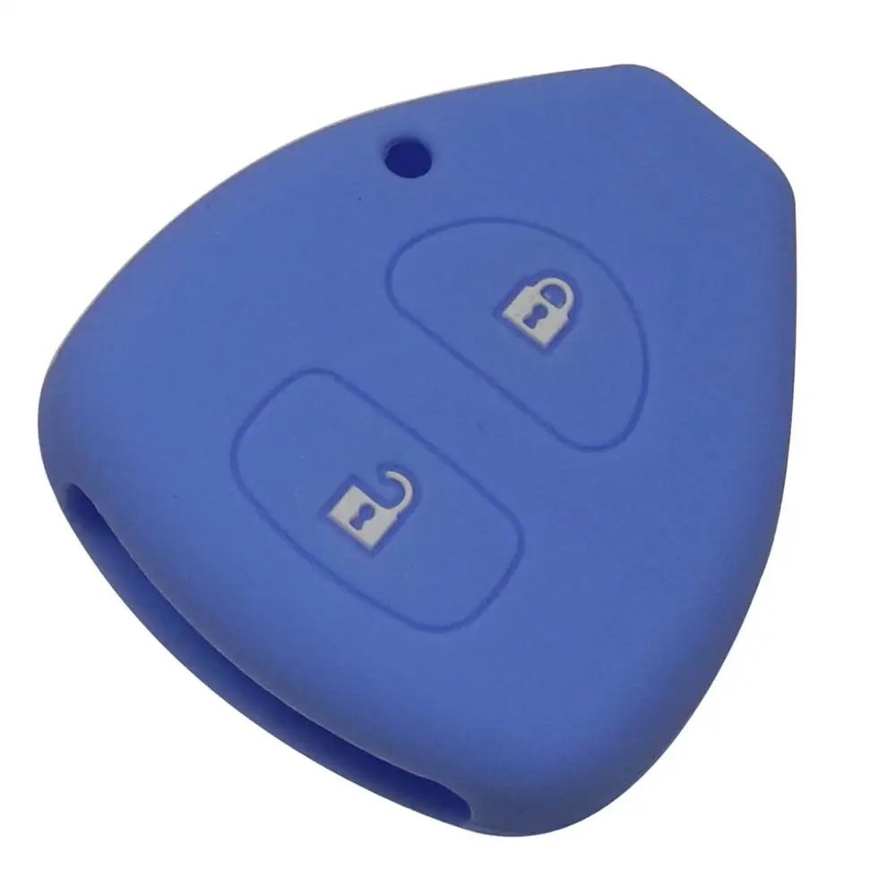 lightblue 2 кнопки силиконовый чехол для ключей чехол для TOYOTA Corolla Hilux Vitz Rav4 Aqua Camry - Цвет: lightblue
