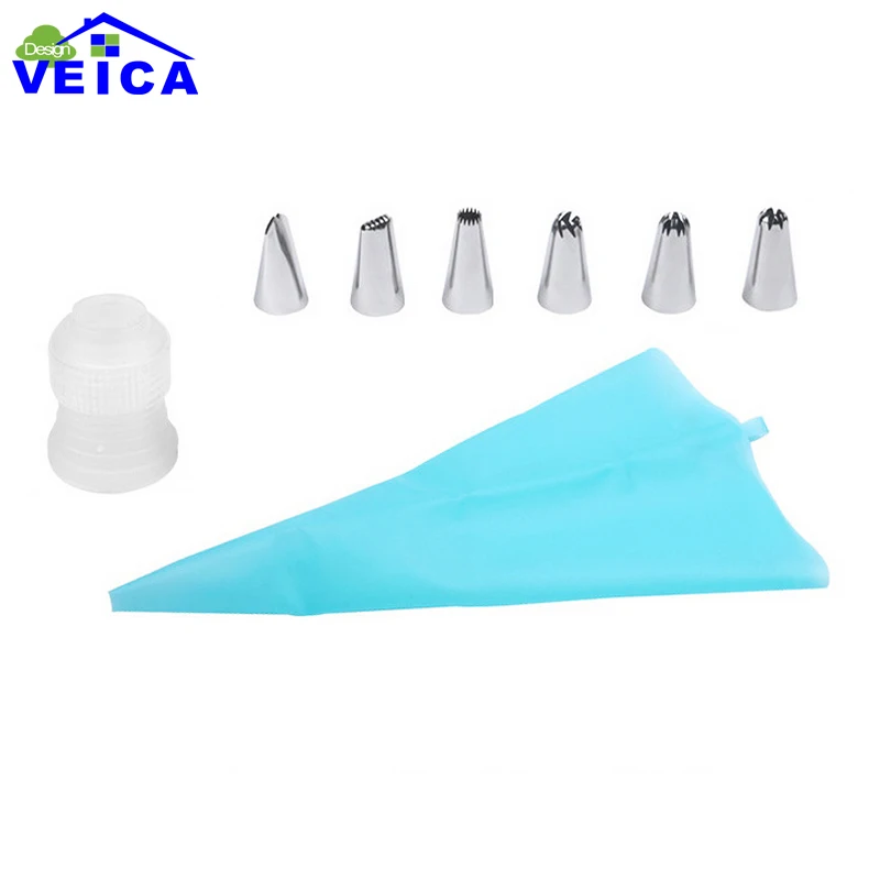 Силиконовый многоразовый кондитерский мешок 8 в 1 для торта|decorating tip set|decorating tipsbag