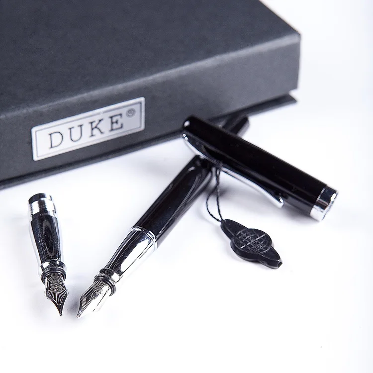 Ручка-фонтанчик Duke 209 из серебристой и черной стали с двойной головкой ручка для