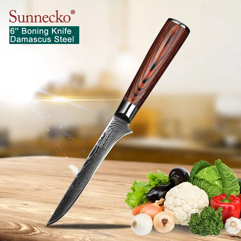 SUNNECKO 6 дюймов нож для обвалки японский Дамаск VG10 Стальные Кухонные ножи шеф