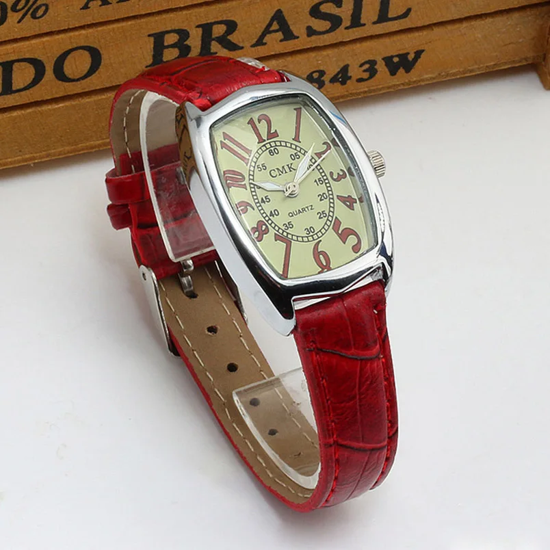 Ретро Tonneau женские кварцевые часы классические Reloj кожаный ремешок наручные