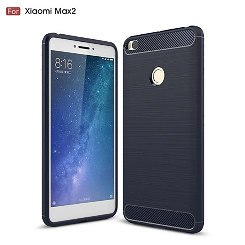 Роскошный чехол для Xiaomi Mi Max 2 Мягкая силиконовая углеродного волокна Броня
