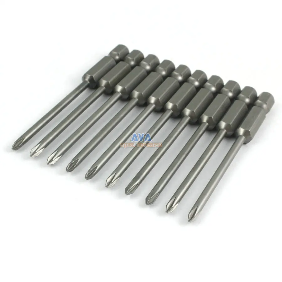 10 Pieces Magnetic Phillips Screwdriver Bit S2 Steel 1/4