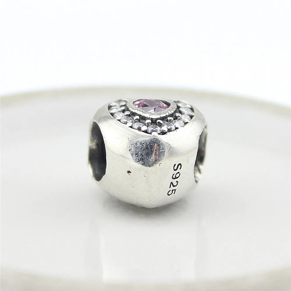 100% 925 Sterling Pink crown Charm beads with Crystal Fit Original Pan Bracelet Pendants For Women DIY Jewelry PS017 | Украшения и