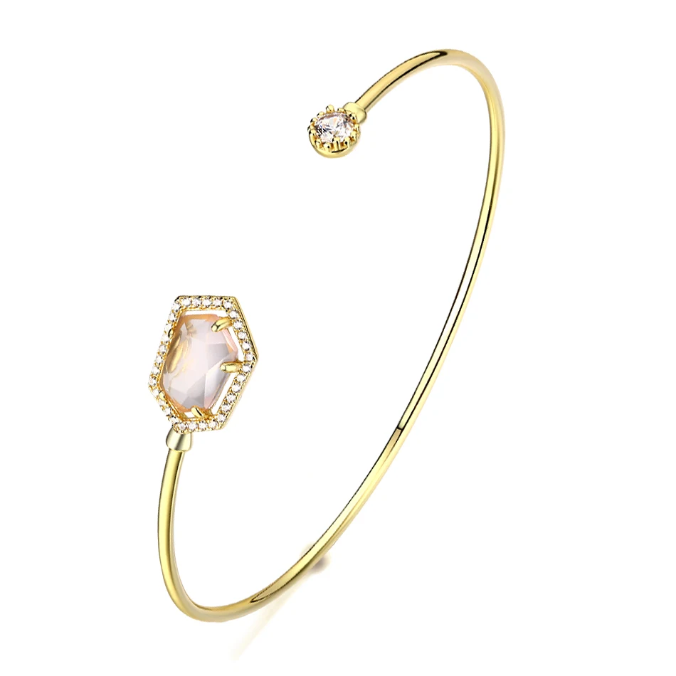 rose quartz ALLNOEL, натуральный розовый кварц, голубой топаз, драгоценный камень, браслет для женщин, серебро пробы, 925 Золото, хорошее ювелирное изделие, свадебный подарок - Цвет камня: rose quartz