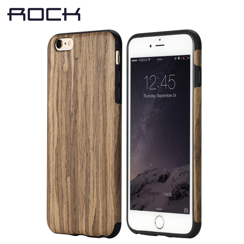 ROCK Wood чехол для iPhone 6 6s 6plus plus кожи с твердой текстурой Деревянный 6/6s/6 распродажа 49%