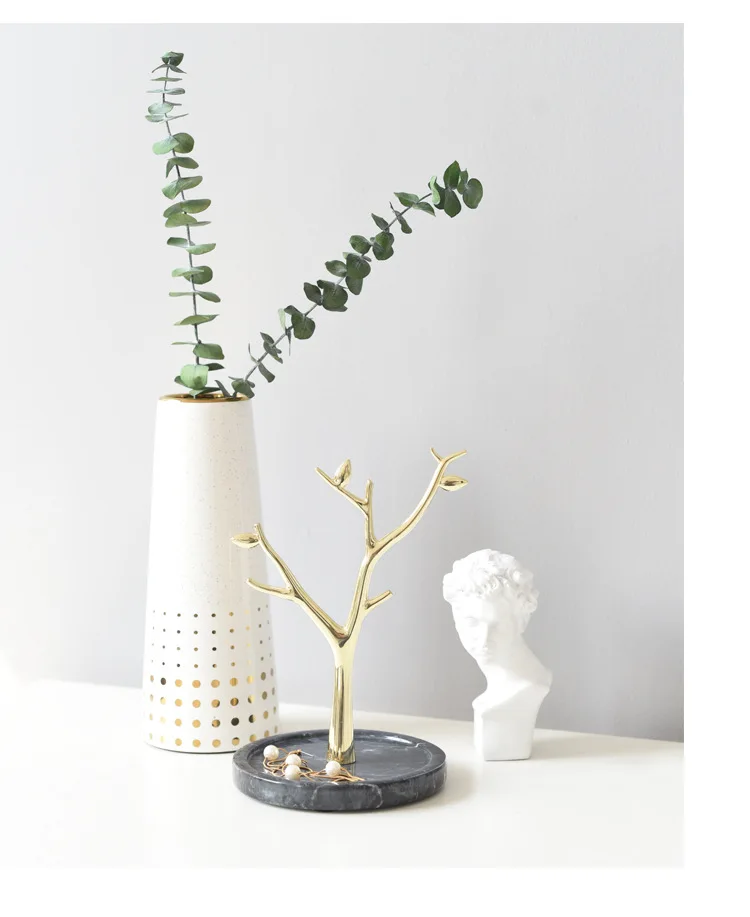 New Natual Marble Leaf Branch Jewelry Stand for Home Decoration and Necklace Rings Display Tree Ornaments
