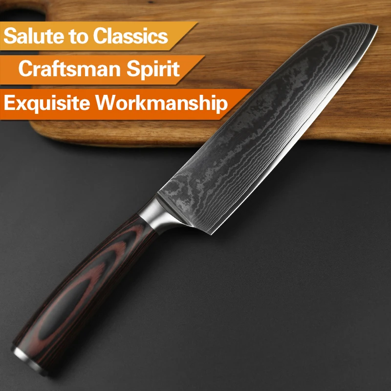 XINZUO 7 ''дюймовый Santoku Ножи Японии 67 Слои Дамаск Сталь VG10 Кухня ножей шеф-повара