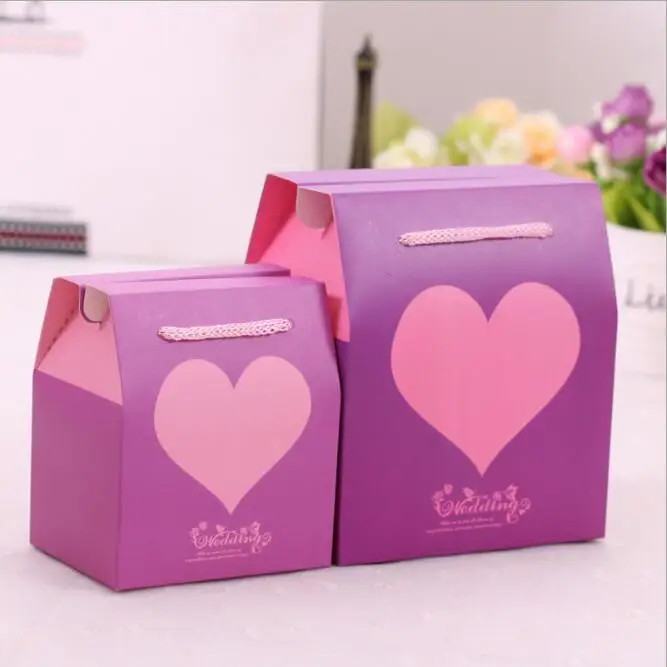 

12*9*14cm 50pcs Mini Romantic Heart Candy/Sweet Box Wedding Favors and Gifts boxes/bag with handle Wedding Decoration