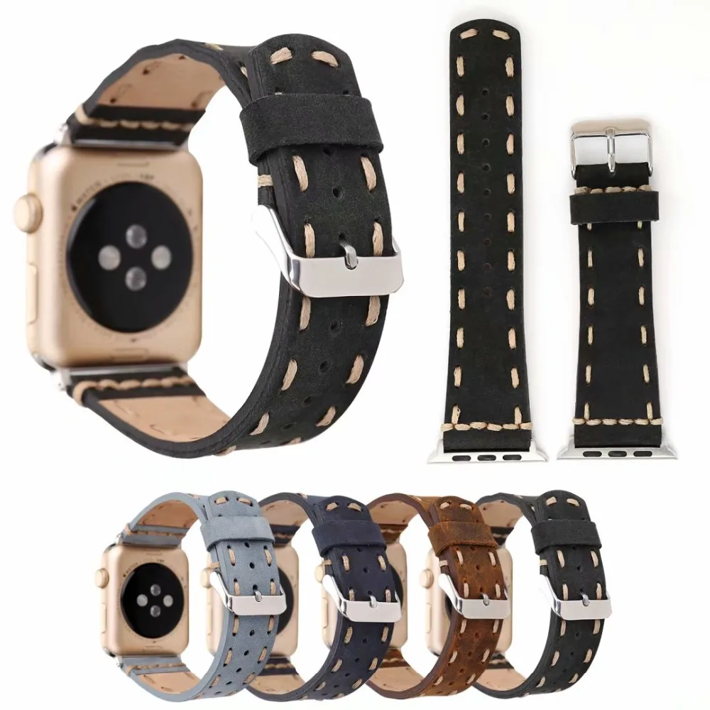 Кожаный ремешок ручной работы для apple watch series 4 3 2 1 сменный Браслет из мягкой кожи
