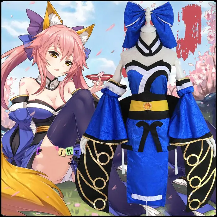 

FGO Tamamo No Mae Cosplay Costume Fate Extra Fate Grand Order Blue Caster Costume Tamamo Fate Cosplay Women