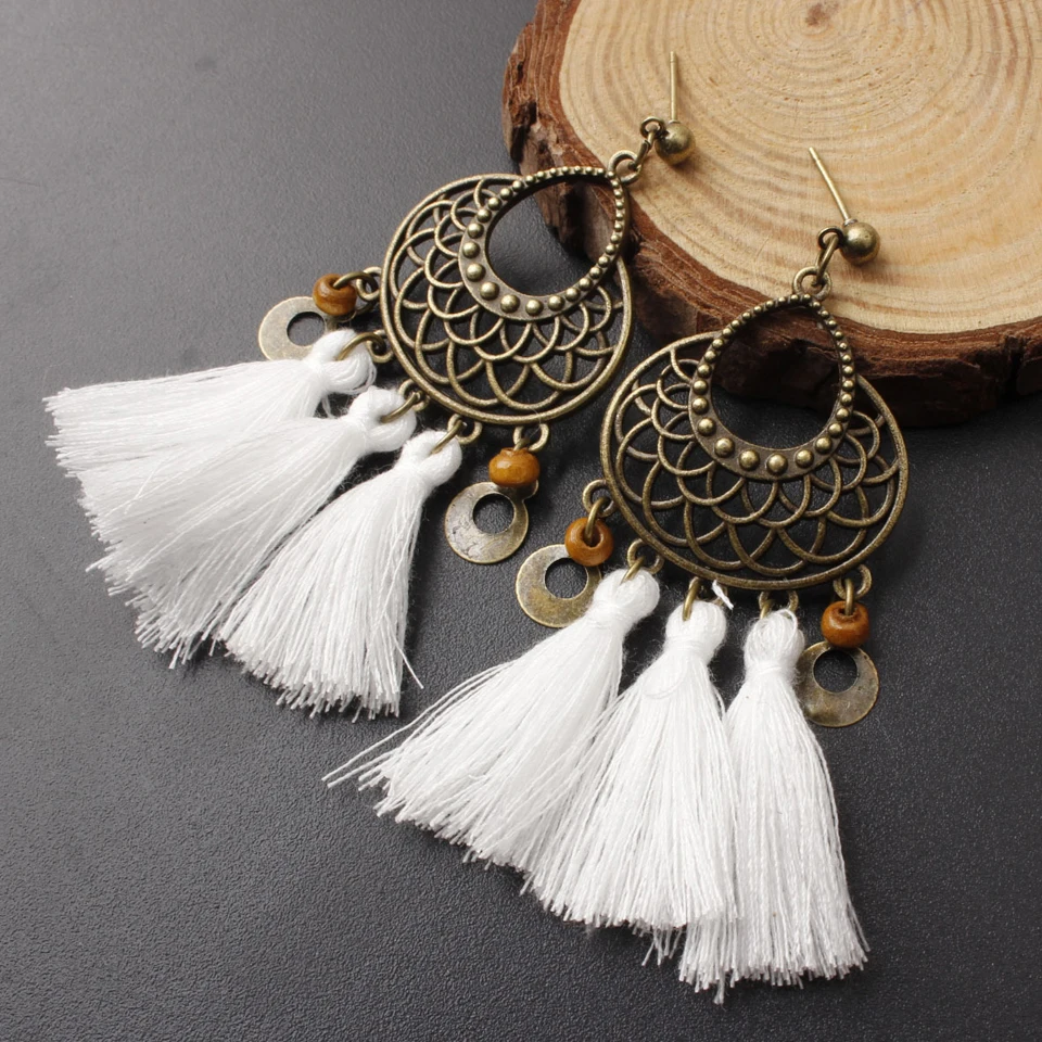 Big Circle Tassel Earrings for Women Bohemian Fan Shaped Drop Dangle 2019 New Design Party Jewelry Long Fringe Earring | Украшения и