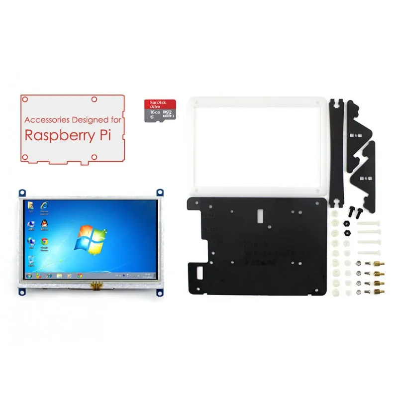 Посылка для аксессуаров Raspberry Pi с 5-дюймовым ЖК-дисплеем HDMI + чехол карта Micro SD RPi Acce