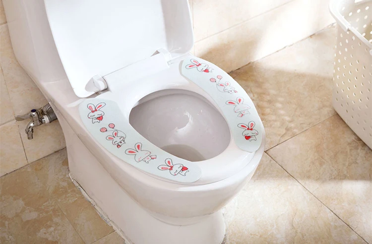 1 Pair Soft Toilet Mat Warm Toilet Seat Cover Pad Sticky Closestool Lid Mat Home WC Decoration Bathroom Accessories