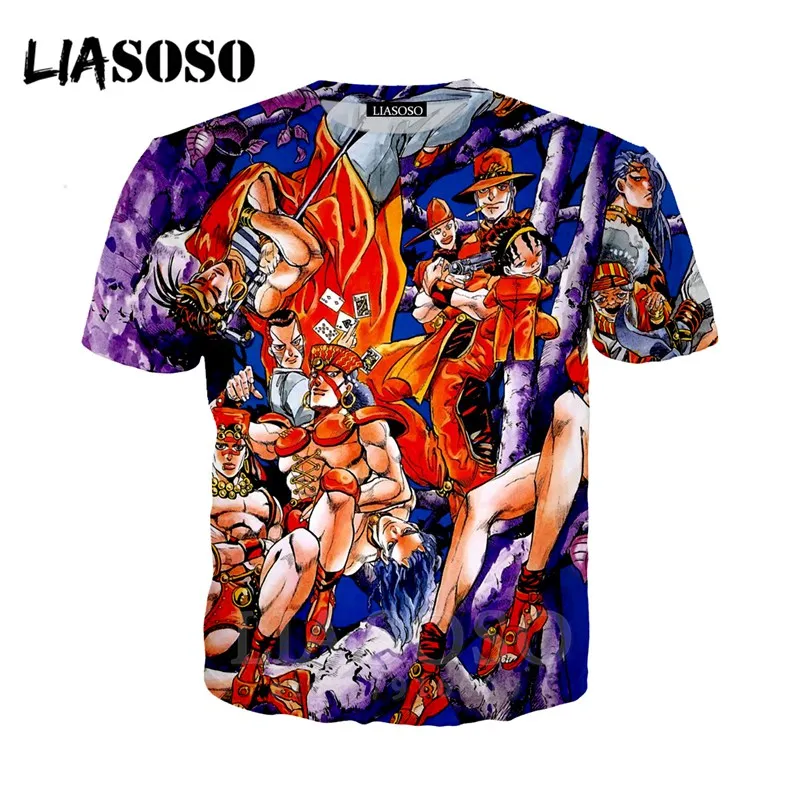 10 LIASOSO, аниме, 3d принт, футболка для мужчин и женщин, Harajuku, joJo's, хип-хоп, причудливый, homme Adventur, футболка, рок, футболки, homme, футболка E835 - Цвет: 10