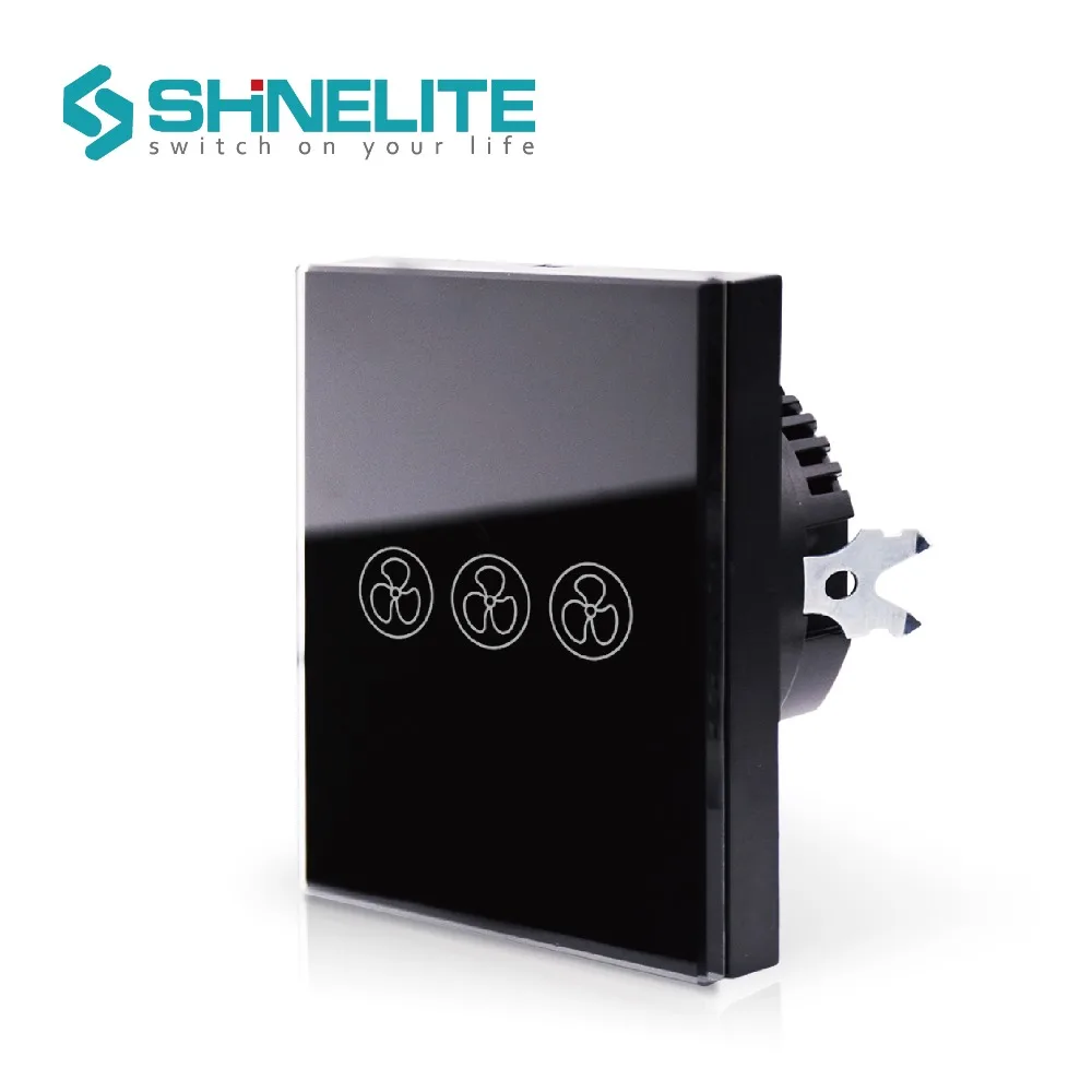 SHINELITE EU Touch Screen Fan Switch Speed Regulation Crystal Glass Panel AC 110~240V Home Wall | Обустройство дома