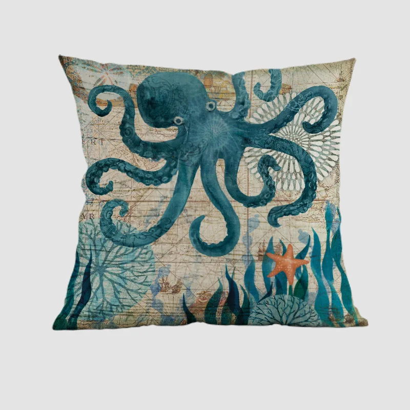 18 &quotквадратный винтажный морской океан жизнь морская черепаха льняная лошадь