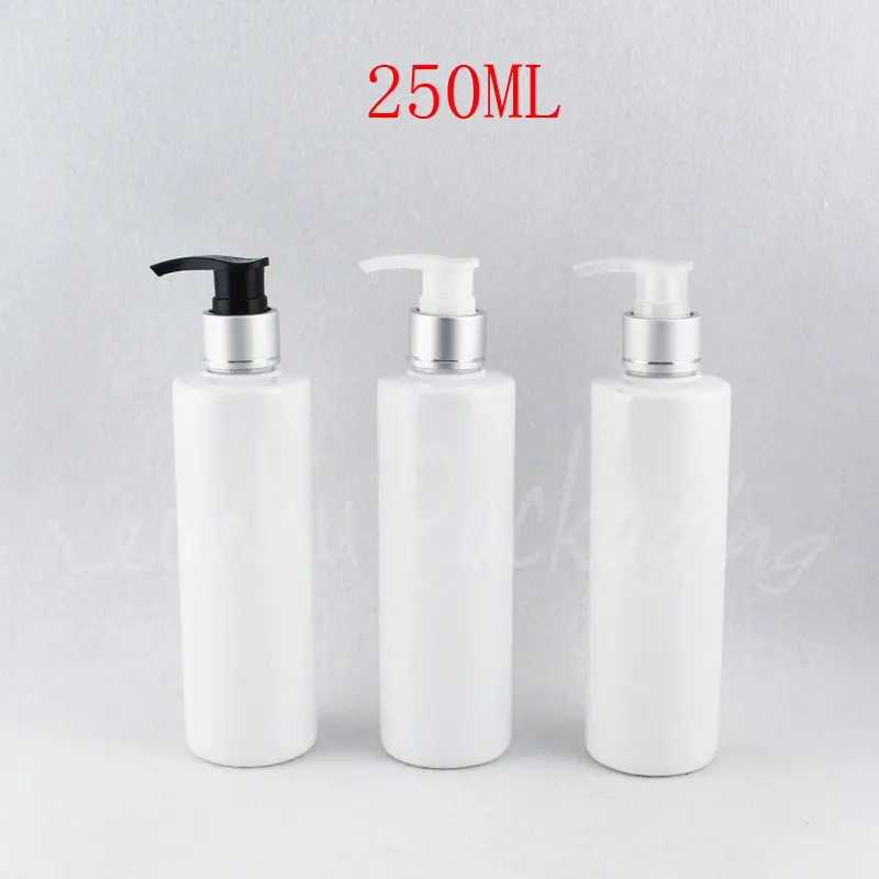 250ML White Flat Shoulder Plastic Bottle , 250CC Makeup Sub-bottling , Shampoo / Lotion Packaging Bottle ( 25 PC/Lot )