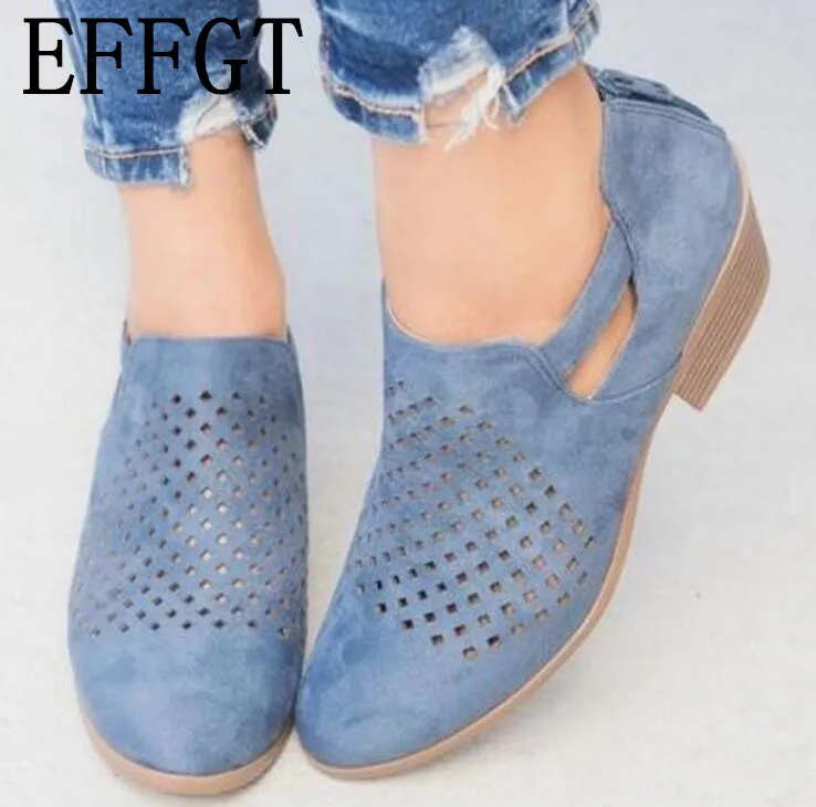 EFFGT женские туфли больших размеров 35 43 с вырезами сексуальные острым носком