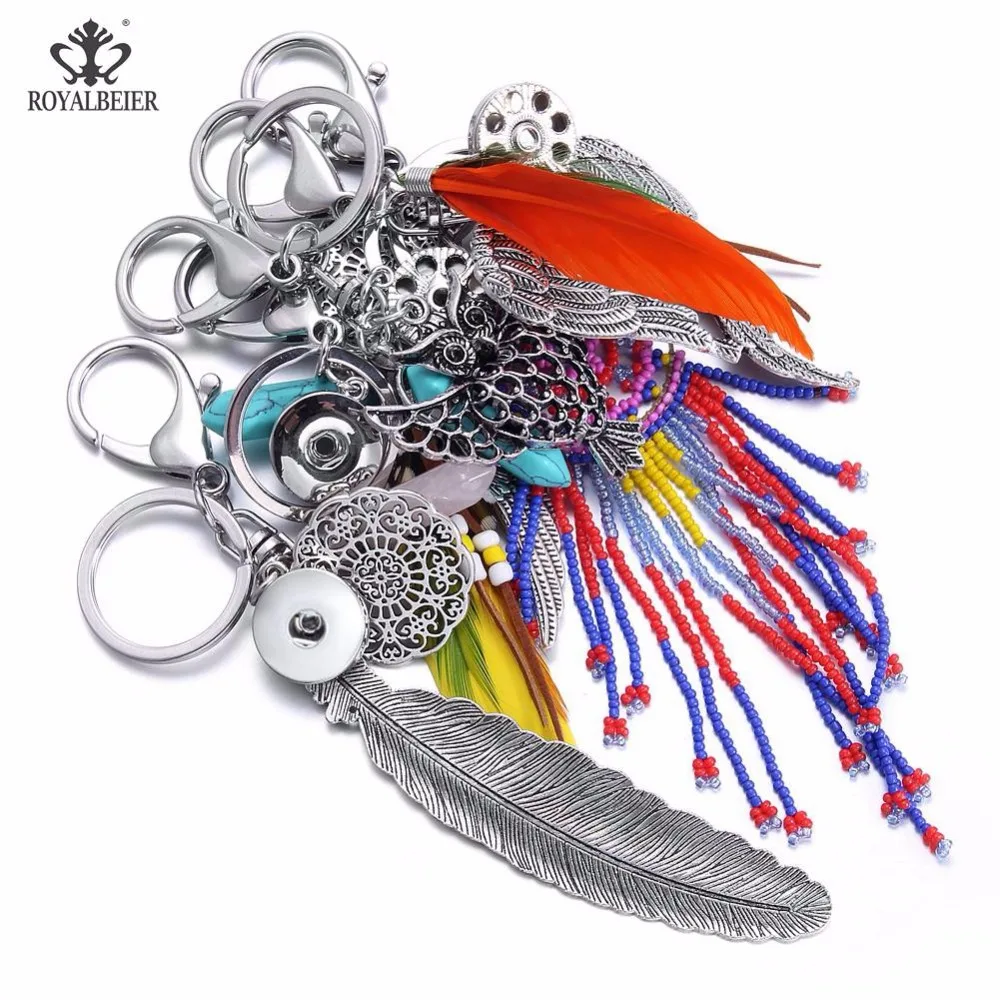 

RoyalBeier 1pc Newest Feather Keychain Angle Wings Metal Key Holder Snp Keychains For Women Handbag
