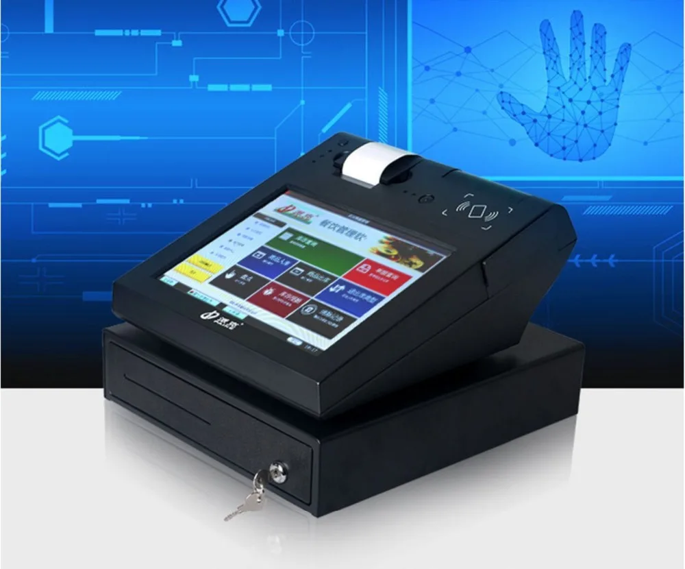 12 дюймовый pos терминал/все в одном касании ПК/pos система с Мини чековый принтер|pos