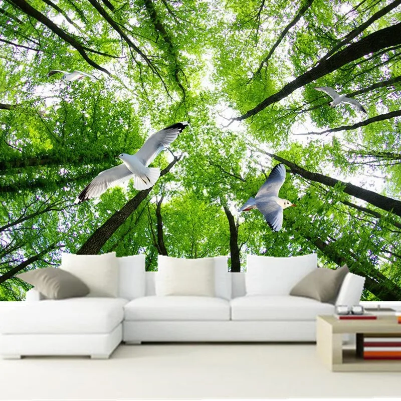 Настенная 3d наклейка на заказ синее небо и белые облака треугольные деревья