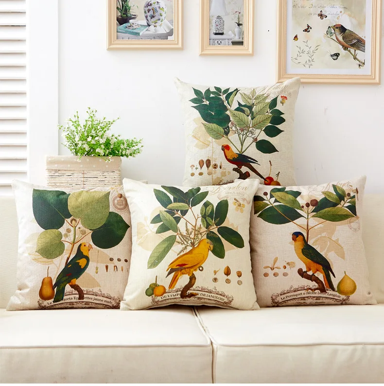 1 шт. Декоративные Чехлы для подушек с изображением цветов и птиц в американском