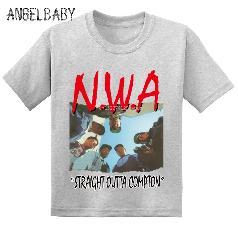 NWA Straight Outta Compton/Детская футболка с принтом, летняя Удобная хлопковая футболка для маленьких девочек, стильная одежда в стиле хип-хоп для мальчиков, GKT238