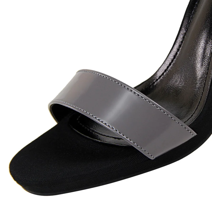 BIGTREE Summer Concise Thin Heels Sandals Women PU Leather Flock Fashion Buckle High Shoes Open Toe Women's Dress | Обувь