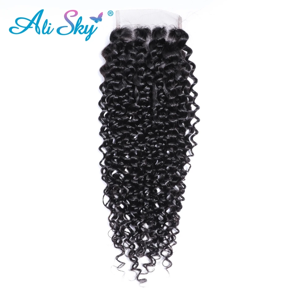 

AliSky Peruvian Human Hair Lace Closure Kinky Curly Lace Frontal Closure 4X4 Transparent Frontal Closure hd Lace Frontal Closure