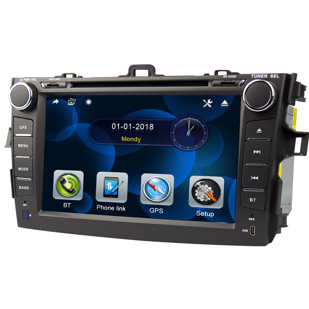 Автомагнитола Eunavi 2 din с dvd плеером и gps навигацией для Toyota Corolla 2007 2008 2009 2010 2011 8