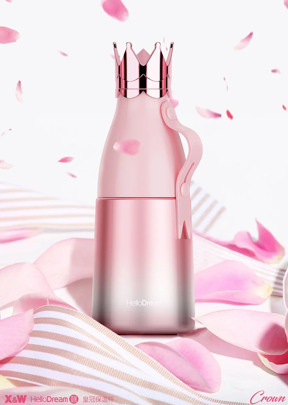 Creative Cute Crown Lid Stainless Steel Water Bottle Outdoor Travel Car Thermos Bottle For Water Bridemaid Gift Cup