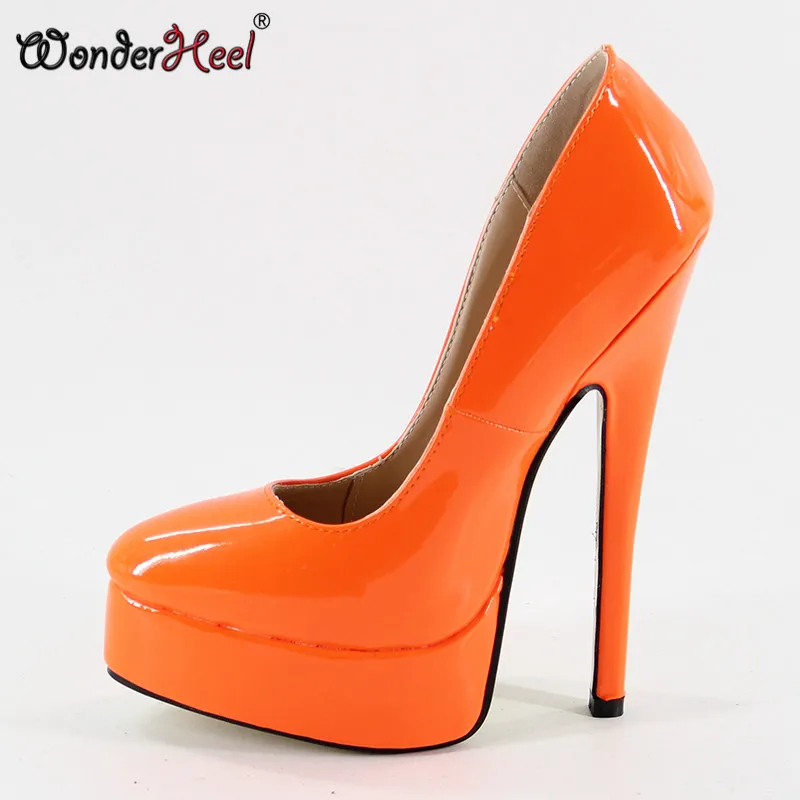 Wonderheel/новые женские туфли лодочки на очень высоком каблуке 18 см черные шпильки из